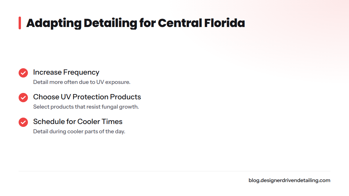 Checklist for adapting vehicle detailing to Central Florida conditions.