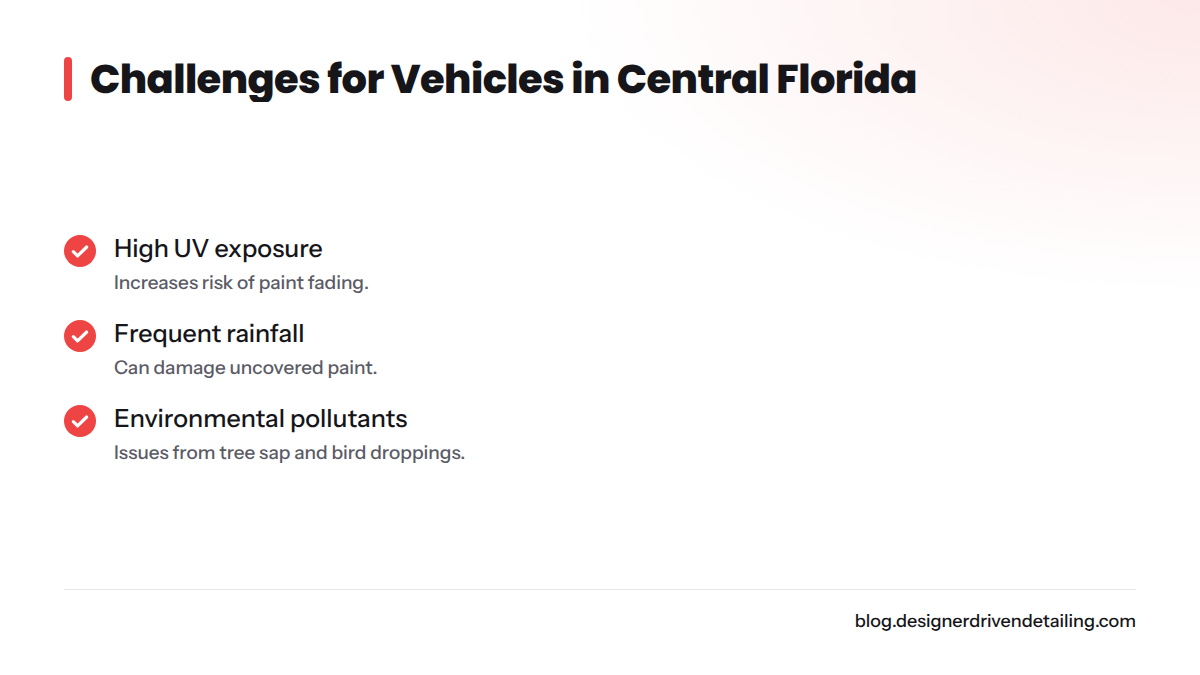 Key challenges from Florida's climate for vehicles.