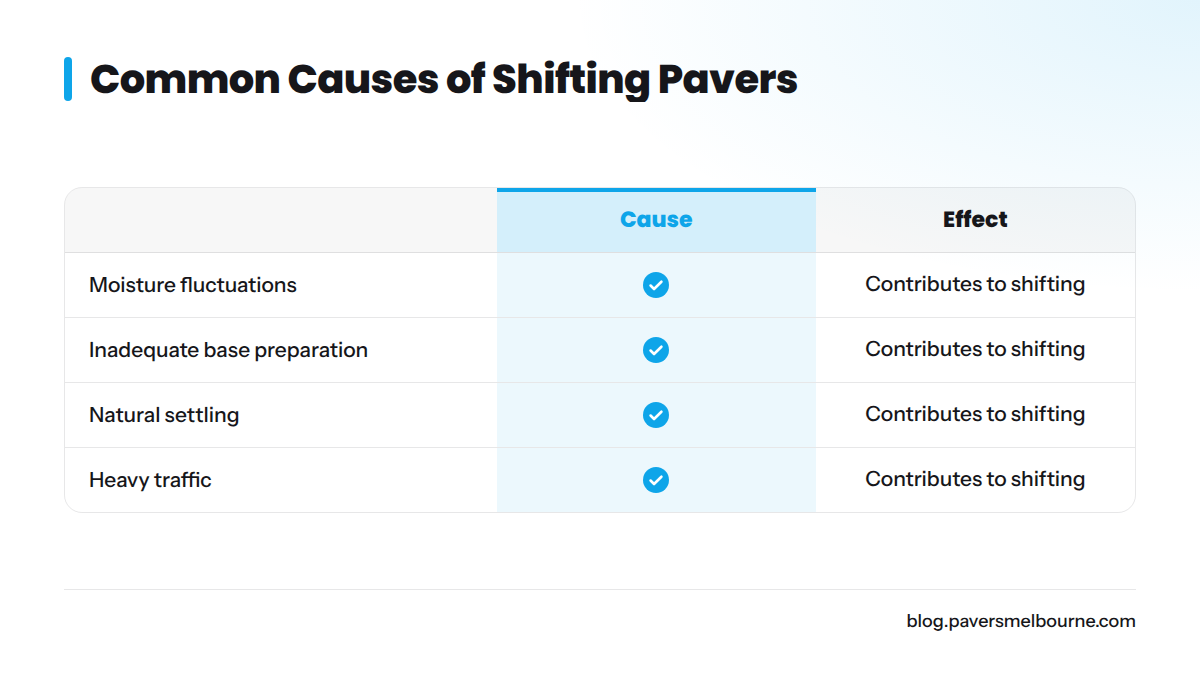 Comparison of causes for shifting pavers in Florida.