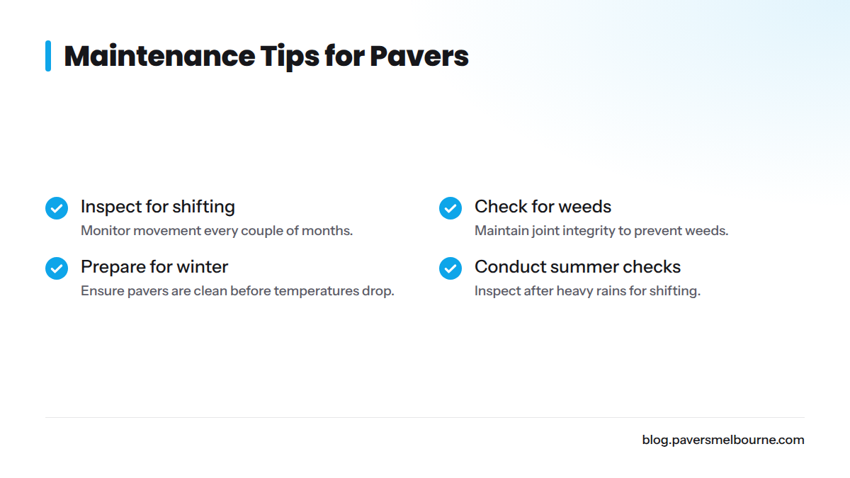 Checklist for maintaining pavers in Florida.