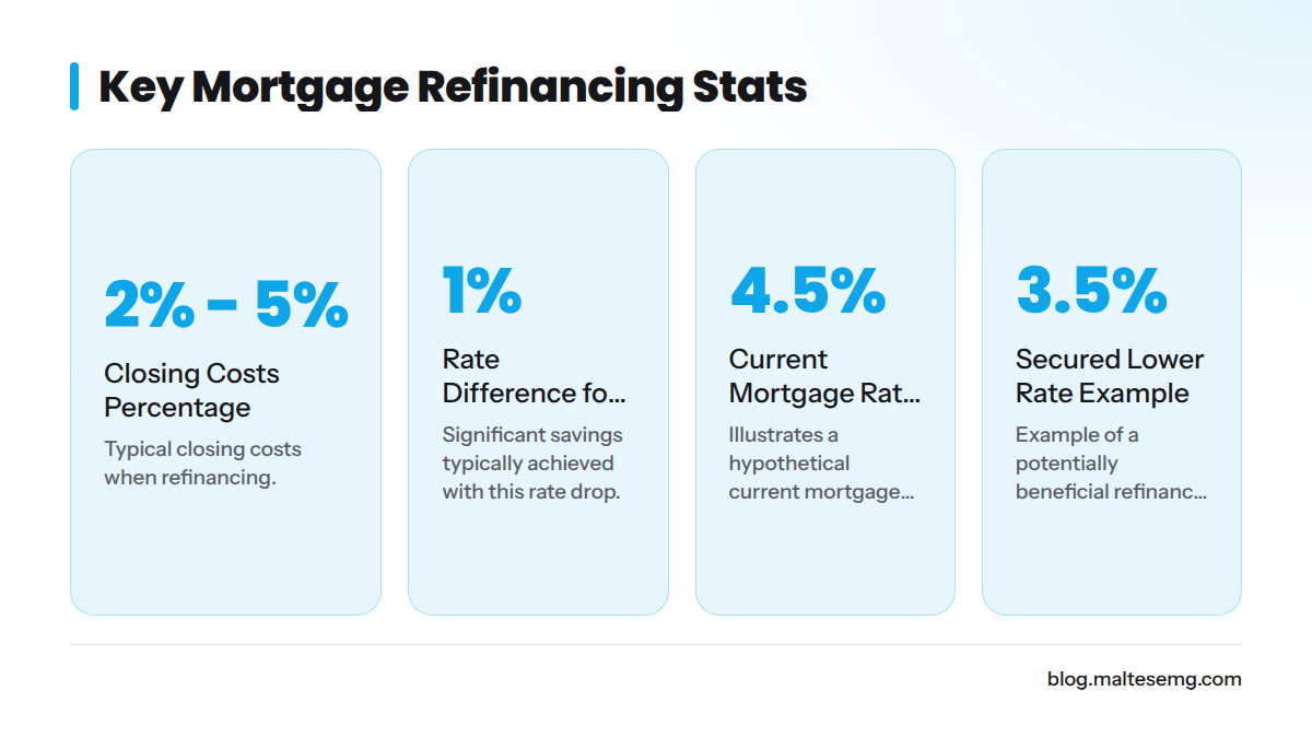 Refinancing facts showing percentages and costs.