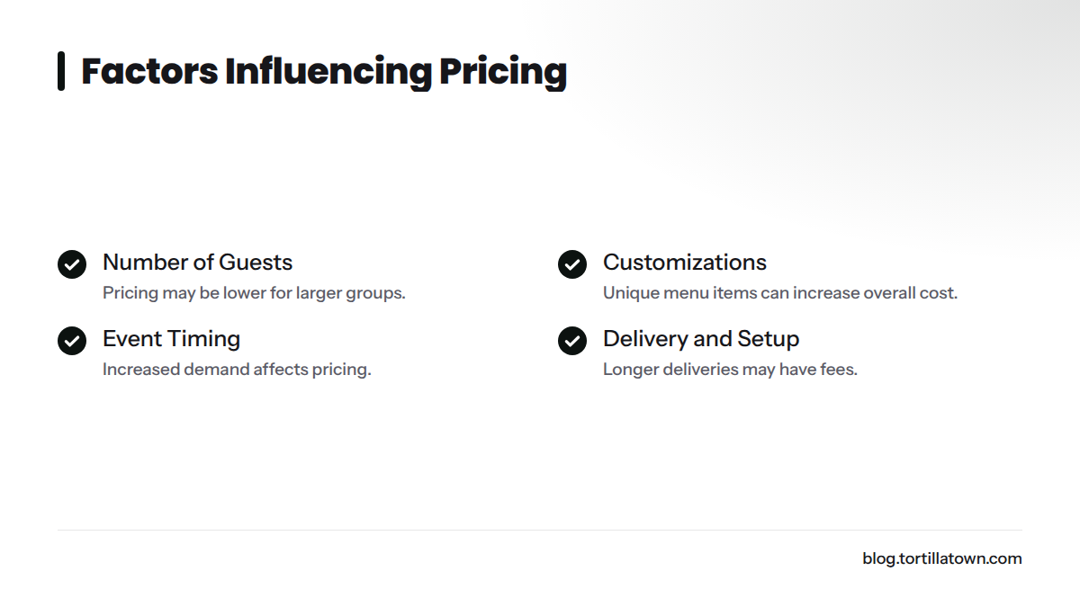 Key factors that affect catering pricing.